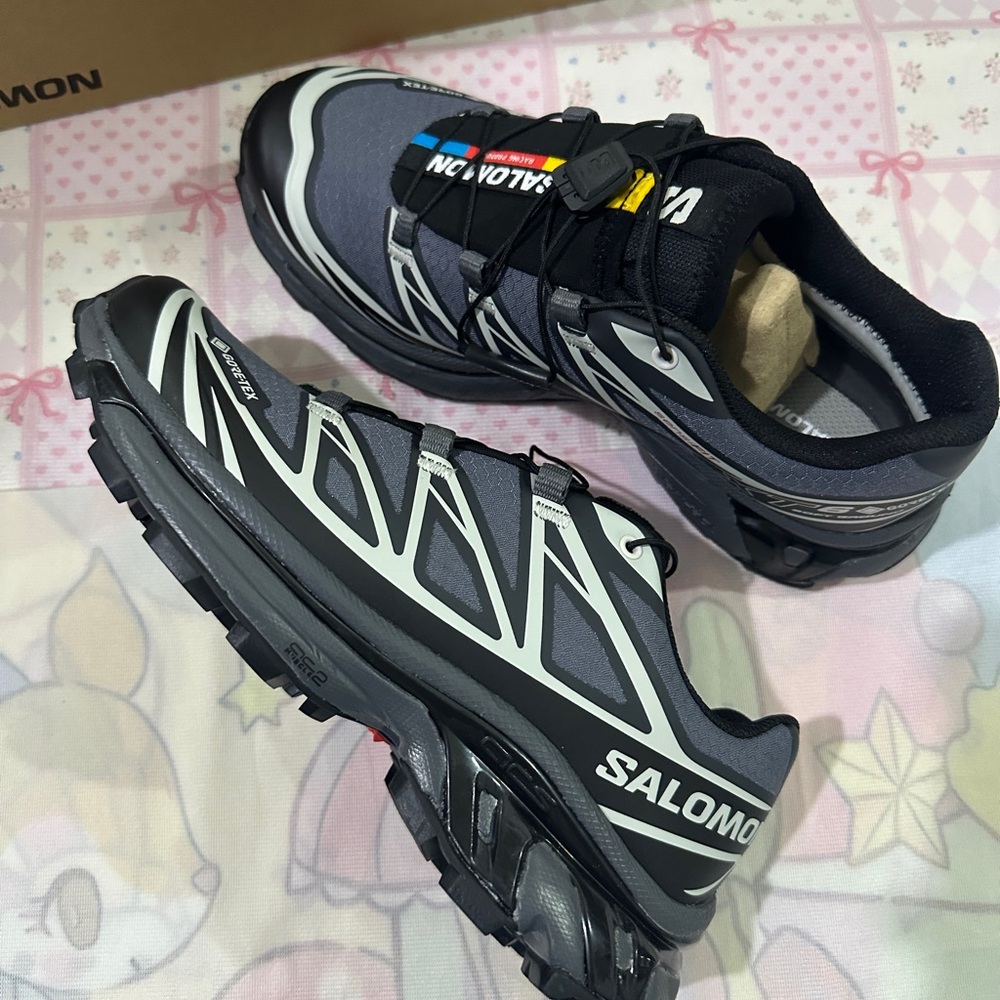 Salomon Gray and Black Trail Running Shoes with Quicklace